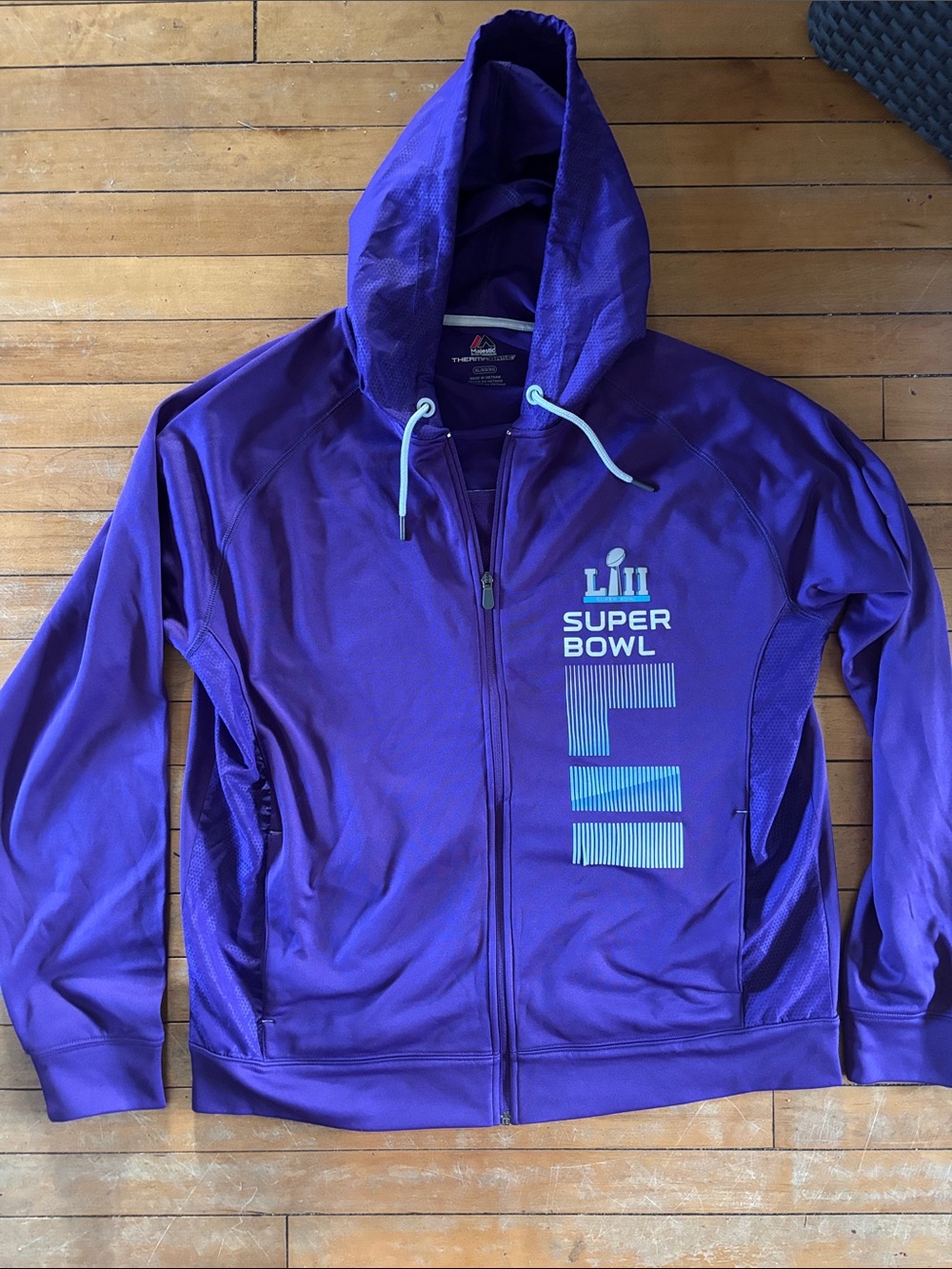 NWOT Majestic Purple Super Bowl LII Performance Full-Zip Hoodie